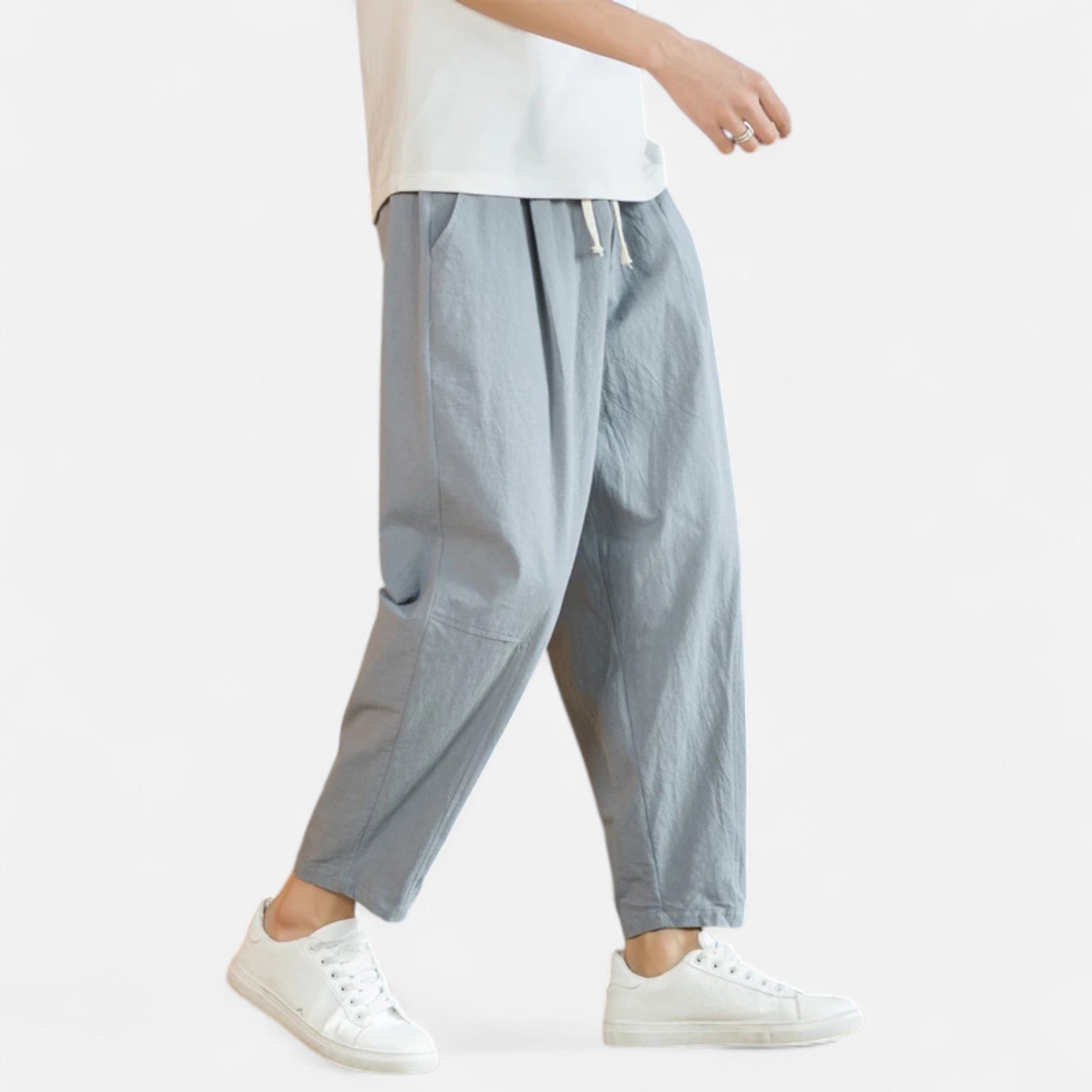 Loranziomode | Pantalon Homme Coton Droit Décontracté