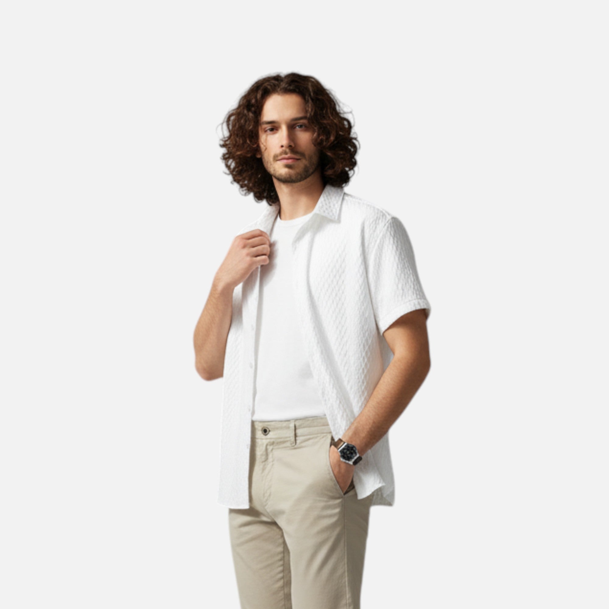 Loranziomode | Chemise Homme Jacquard Décontractée Vintage