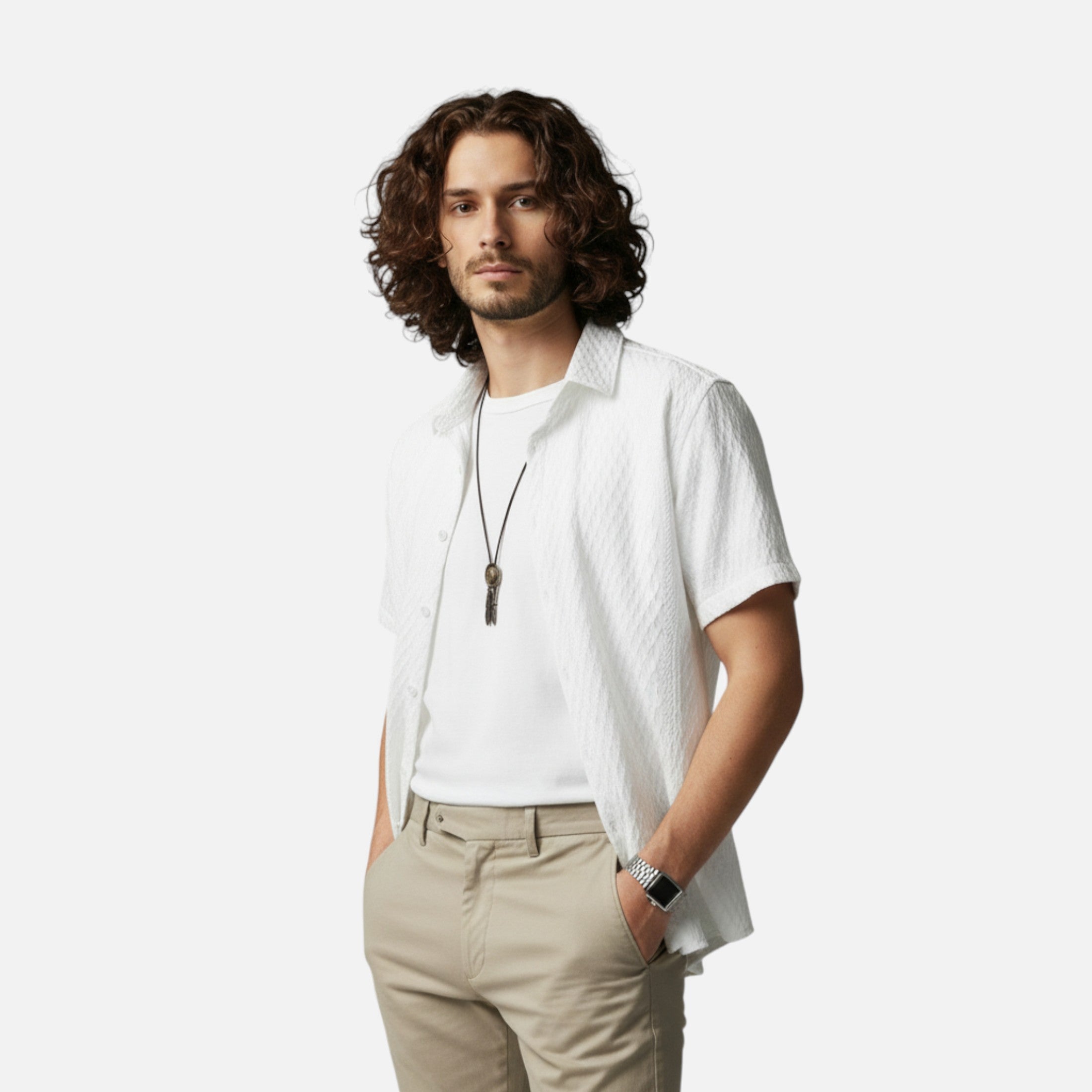 Loranziomode | Chemise Homme Jacquard Décontractée Vintage