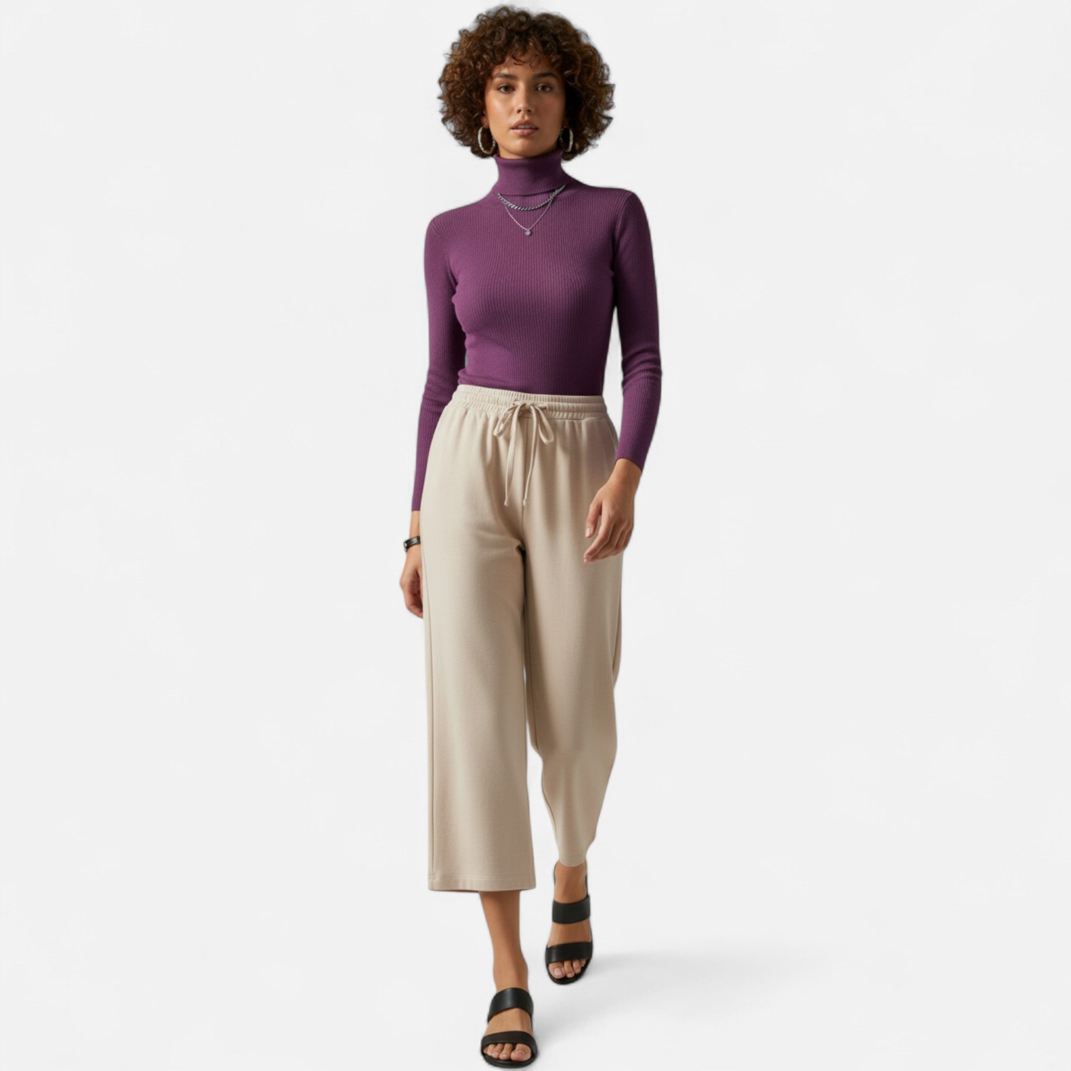 Loranziomode | Pantalon Femme Plissé Jambes Amples