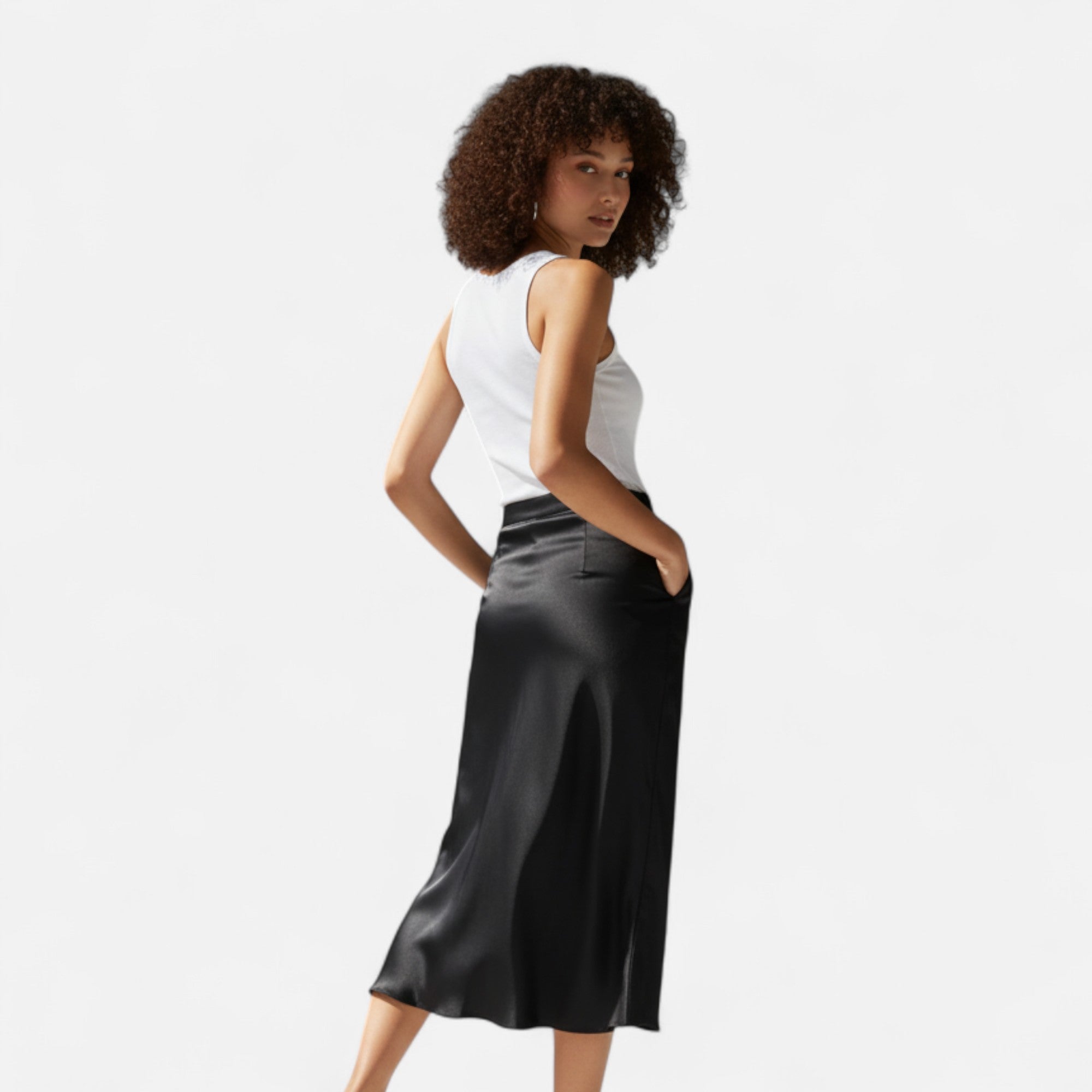 Loranziomode | Jupe Midi Femme Satin Intemporelle