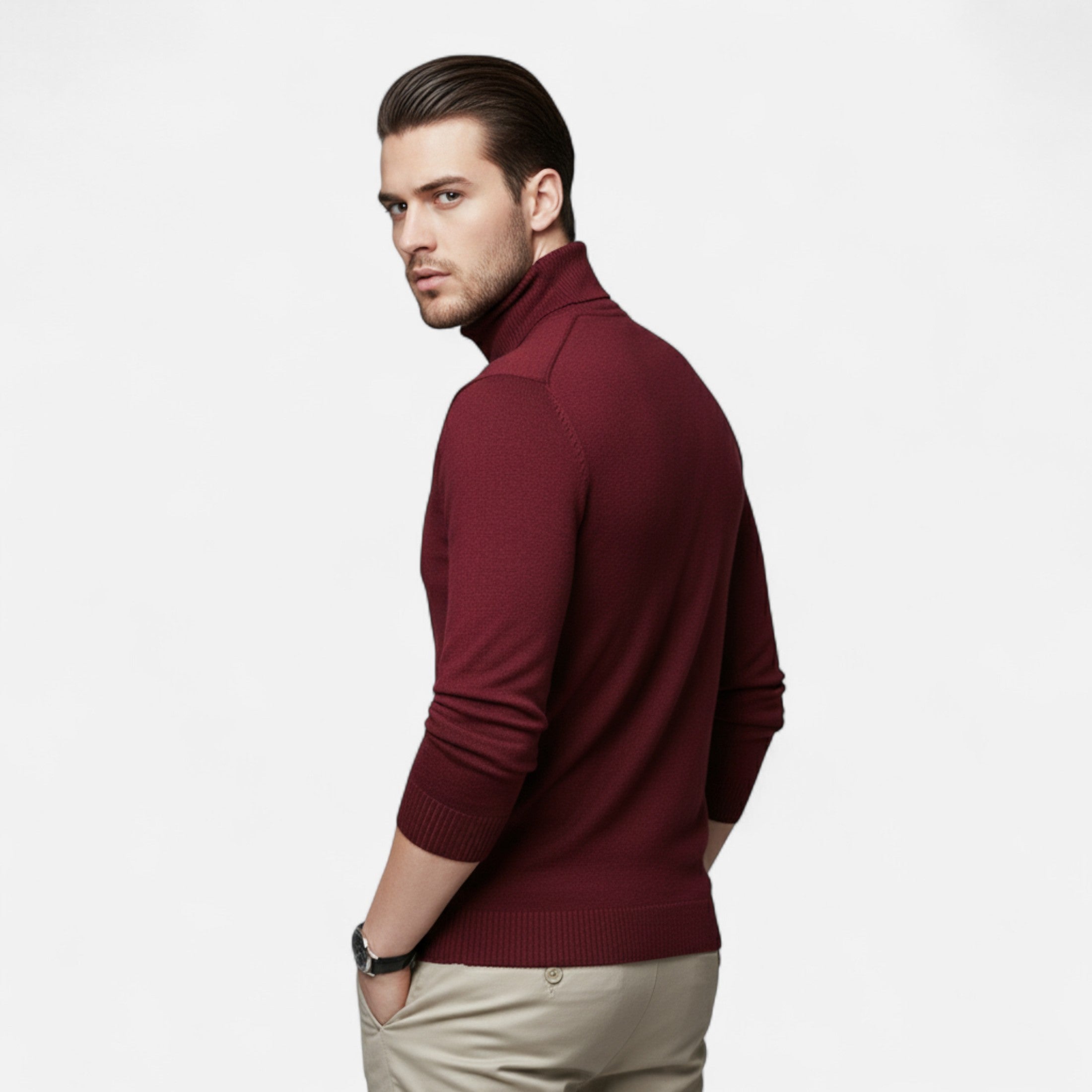 Loranziomode | Pull Homme Col Haut Maille Classique