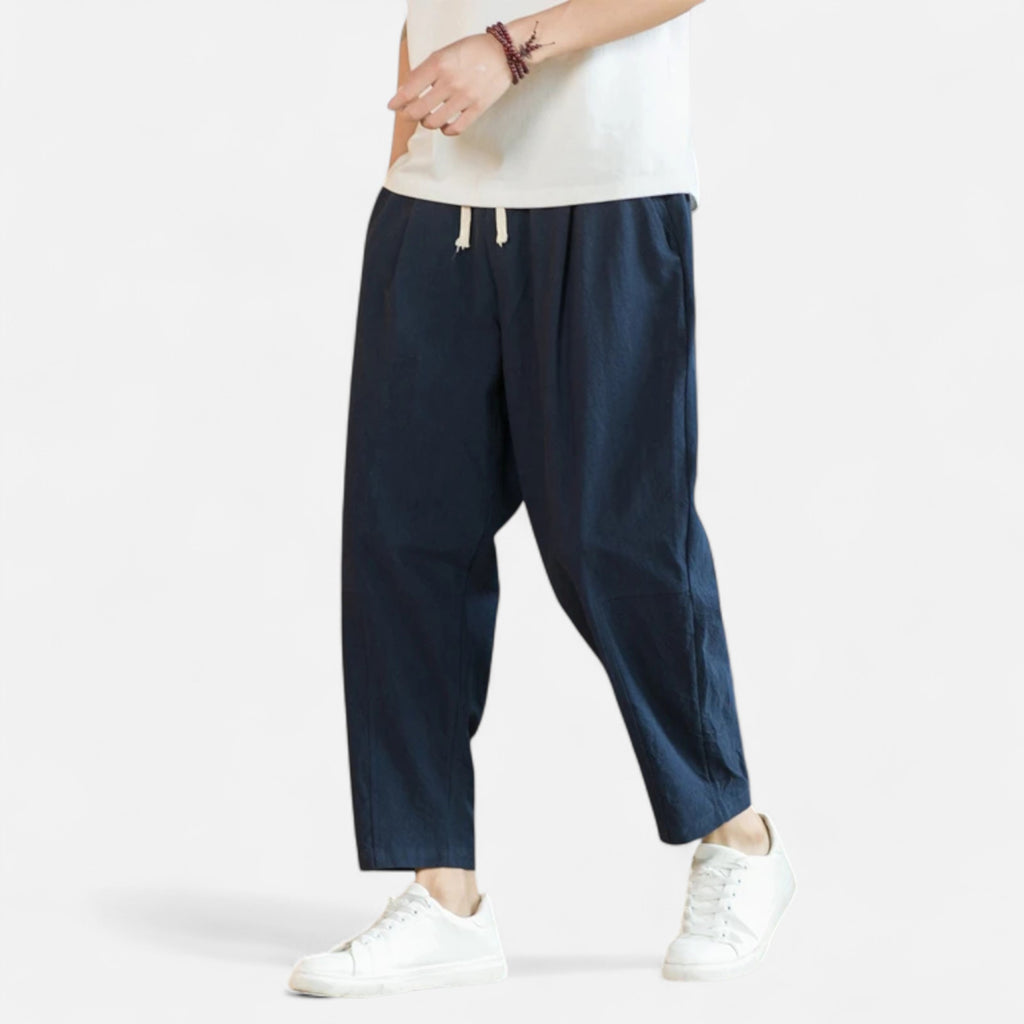 Loranziomode | Pantalon Homme Coton Droit Décontracté