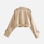 Loranziomode | Trench Court Femme Ceinturé Élégant