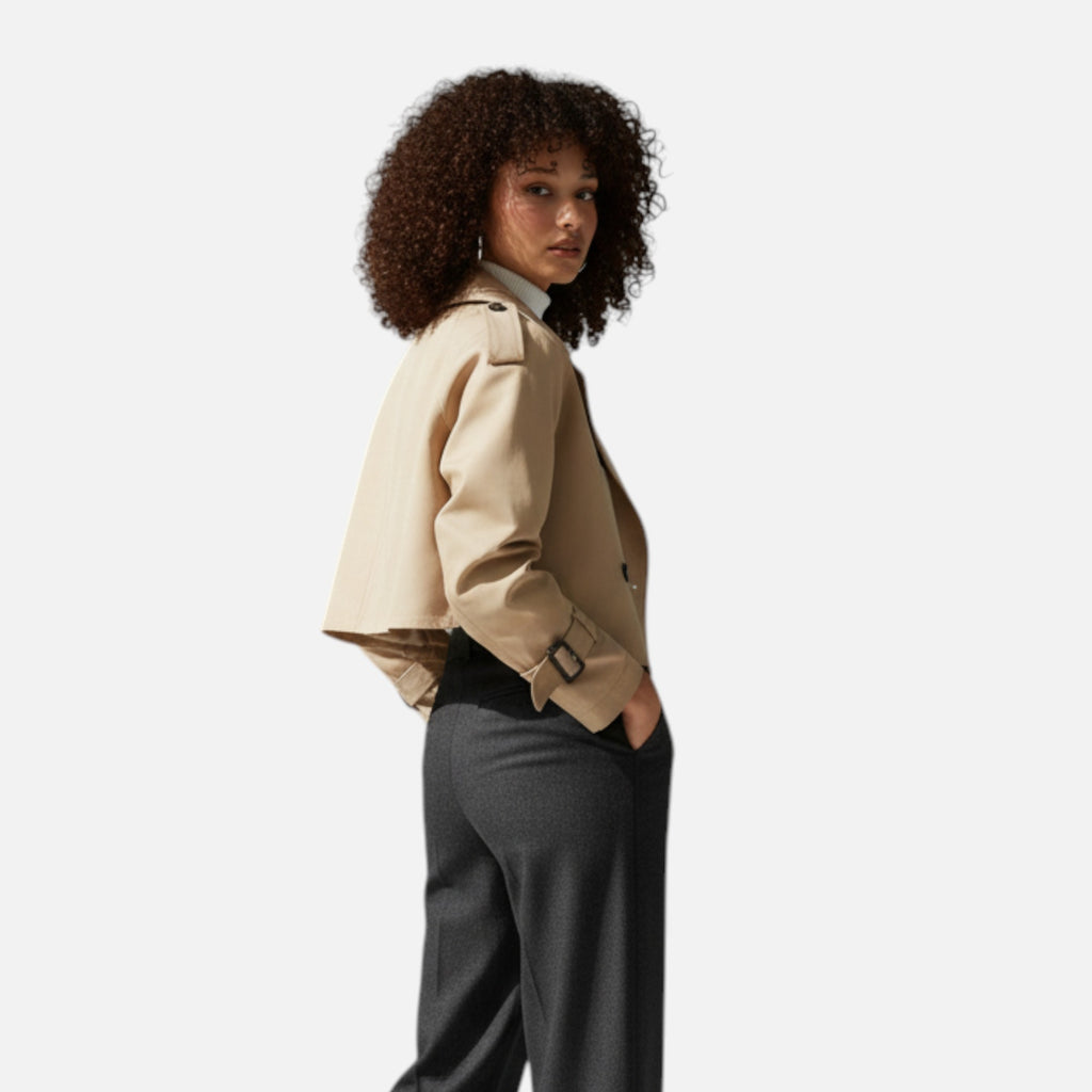 Loranziomode | Trench Court Femme Ceinturé Élégant