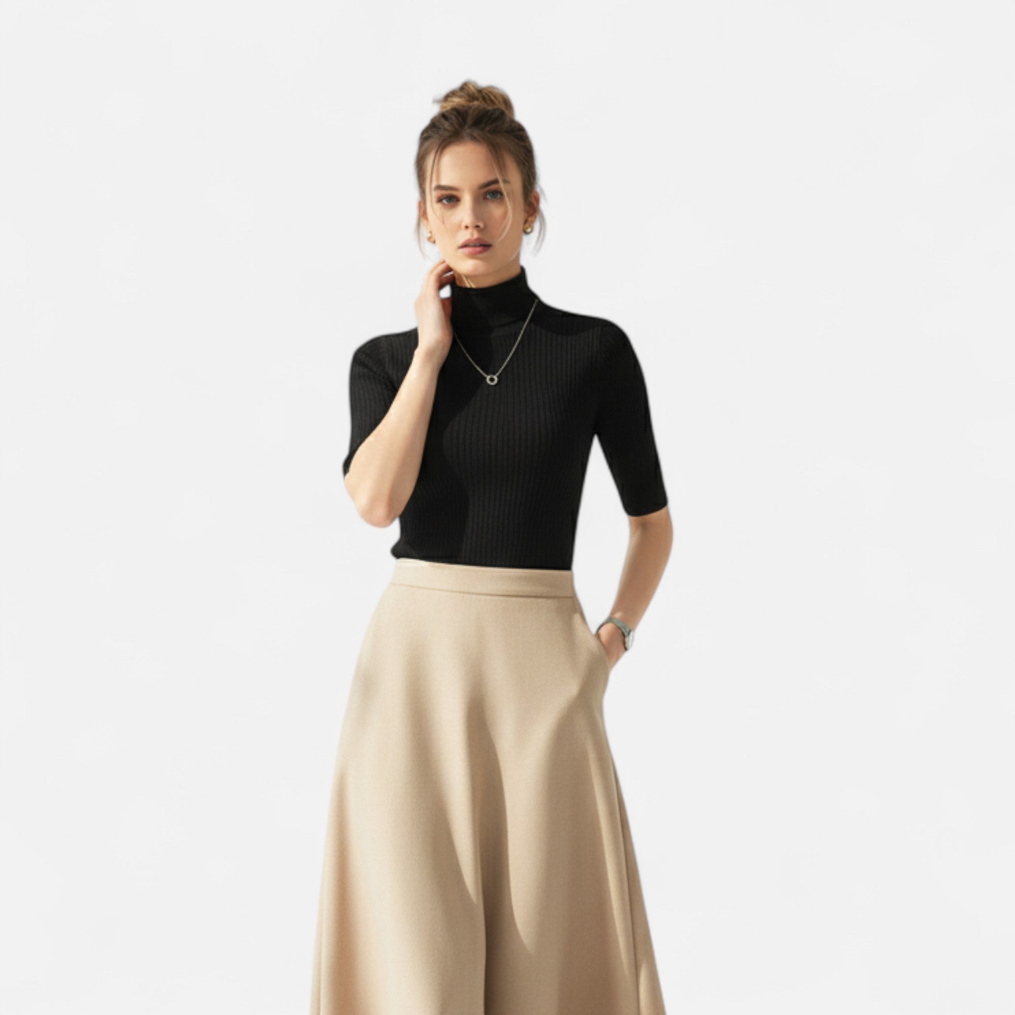 Loranziomode | Blouse Femme Col Montant Tricotée