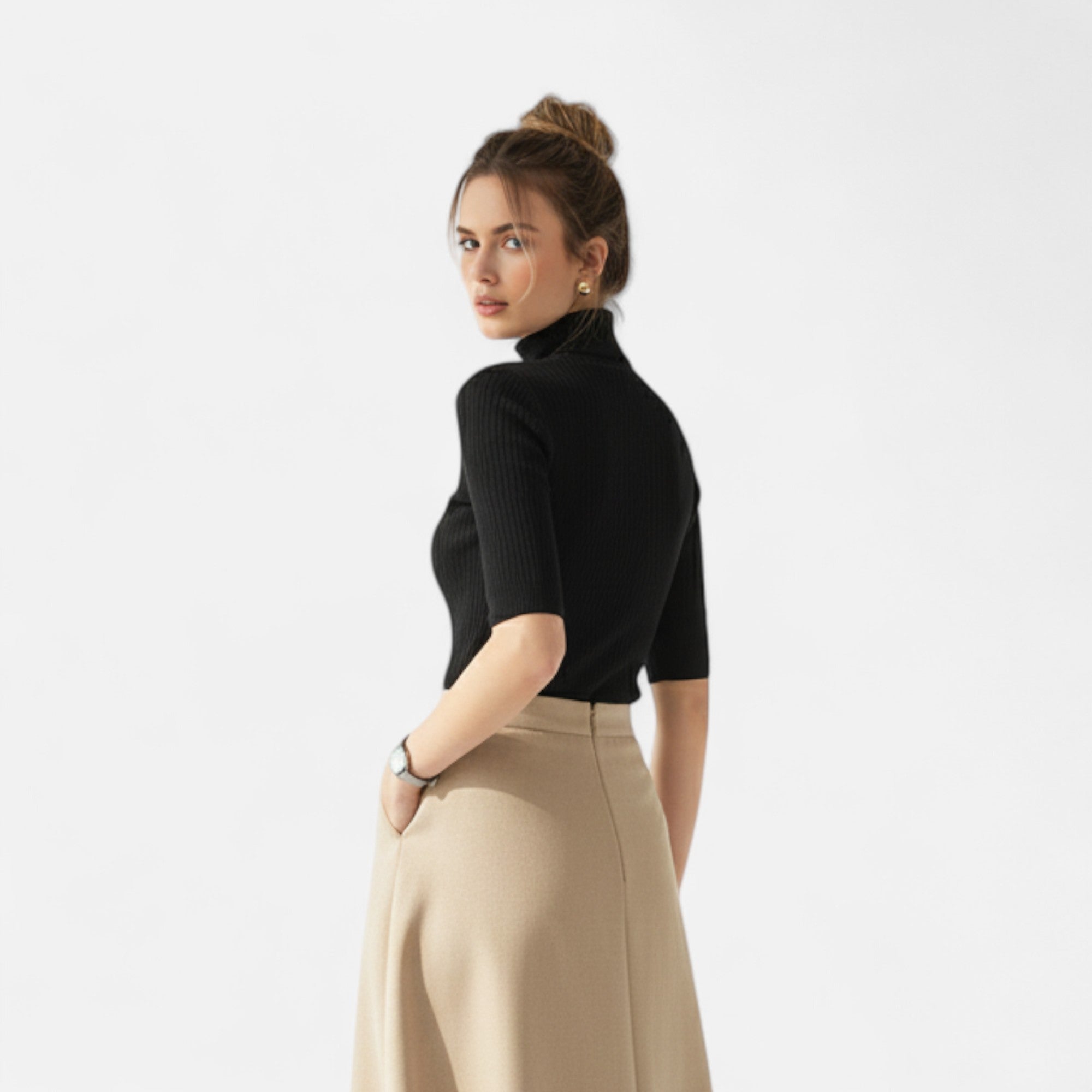 Loranziomode | Blouse Femme Col Montant Tricotée