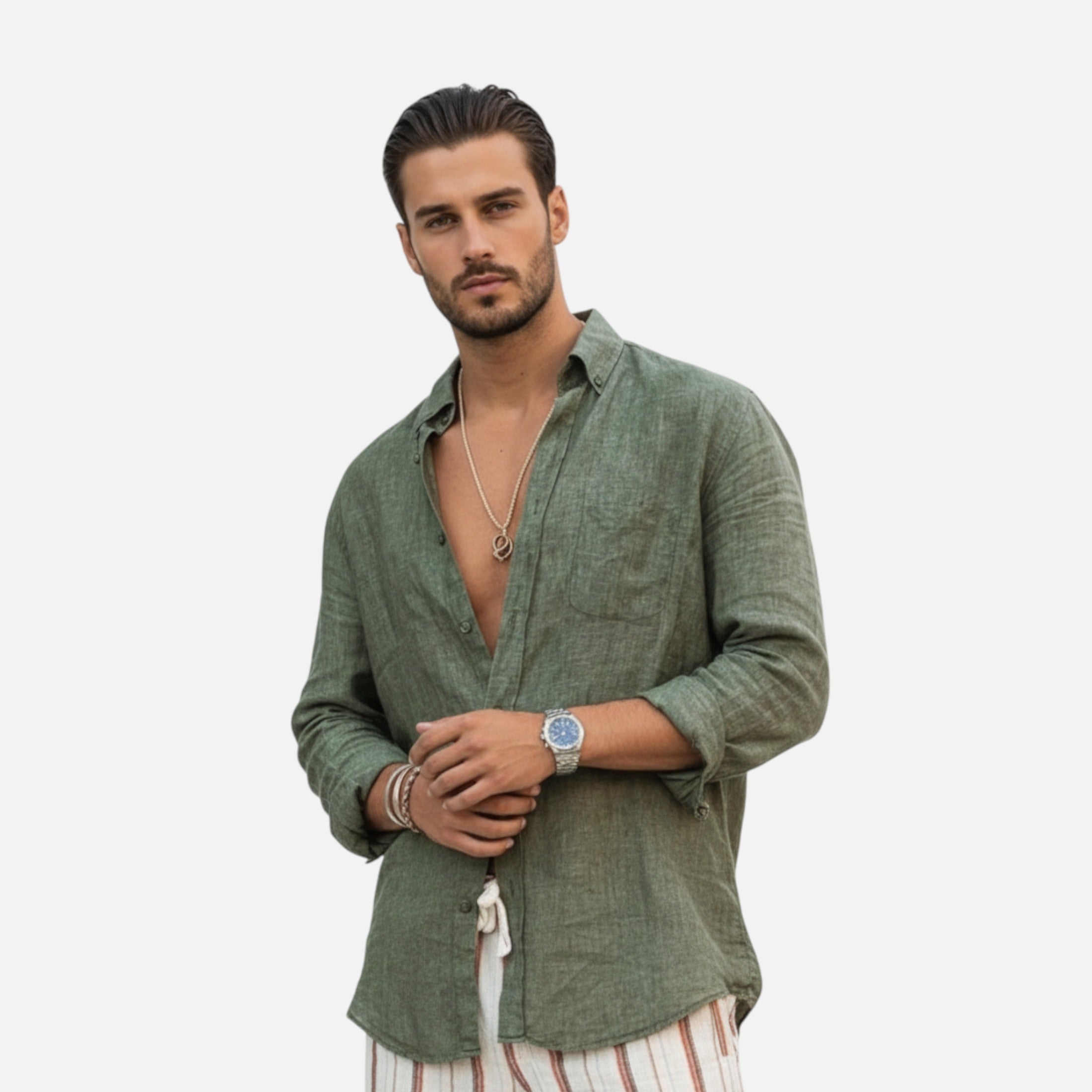 Loranziomode | Chemise Homme Col Revers Élégance Décontractée