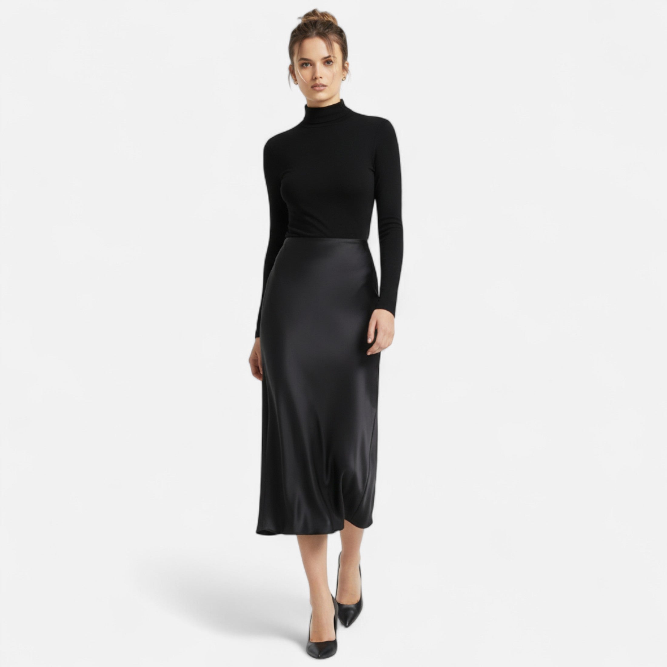 Loranziomode | Jupe Midi Femme Satin Intemporelle
