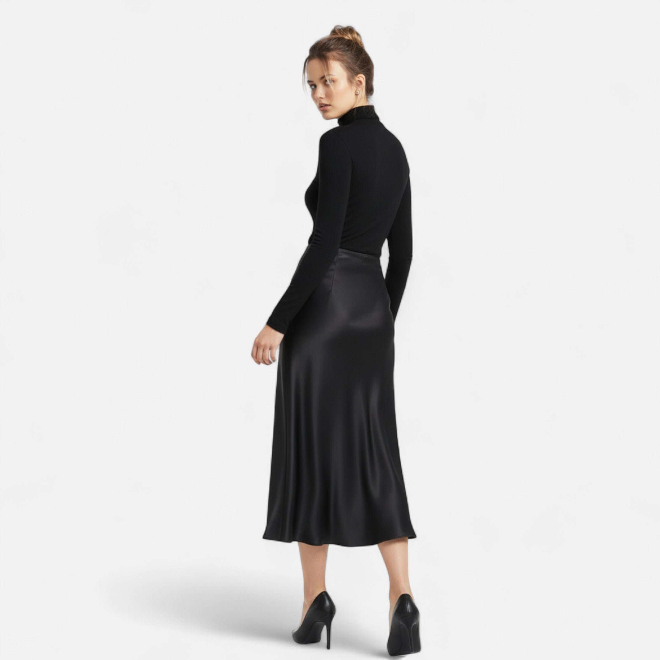 Loranziomode | Jupe Midi Femme Satin Intemporelle
