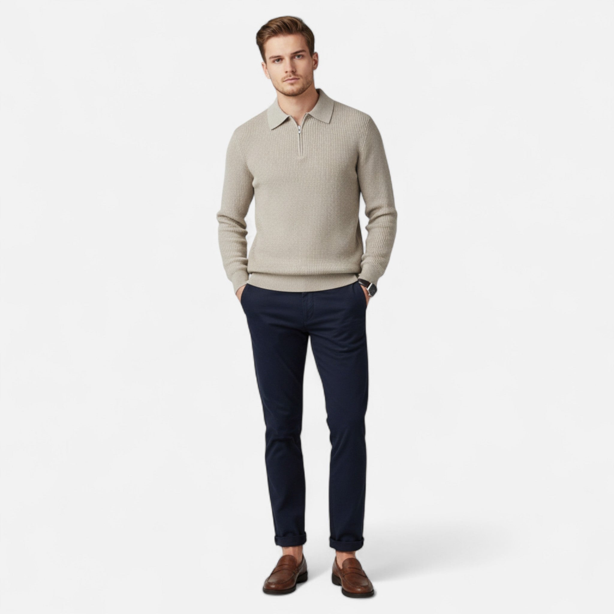 Loranziomode | Pull Homme Col Rabattu – Élégance Tricotée