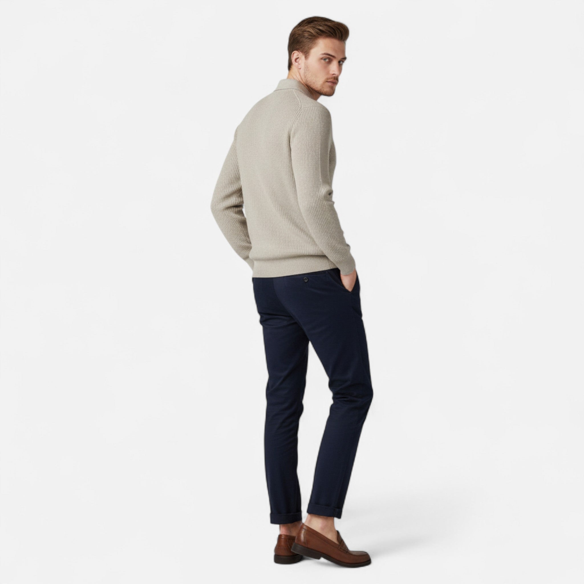 Loranziomode | Pull Homme Col Rabattu – Élégance Tricotée