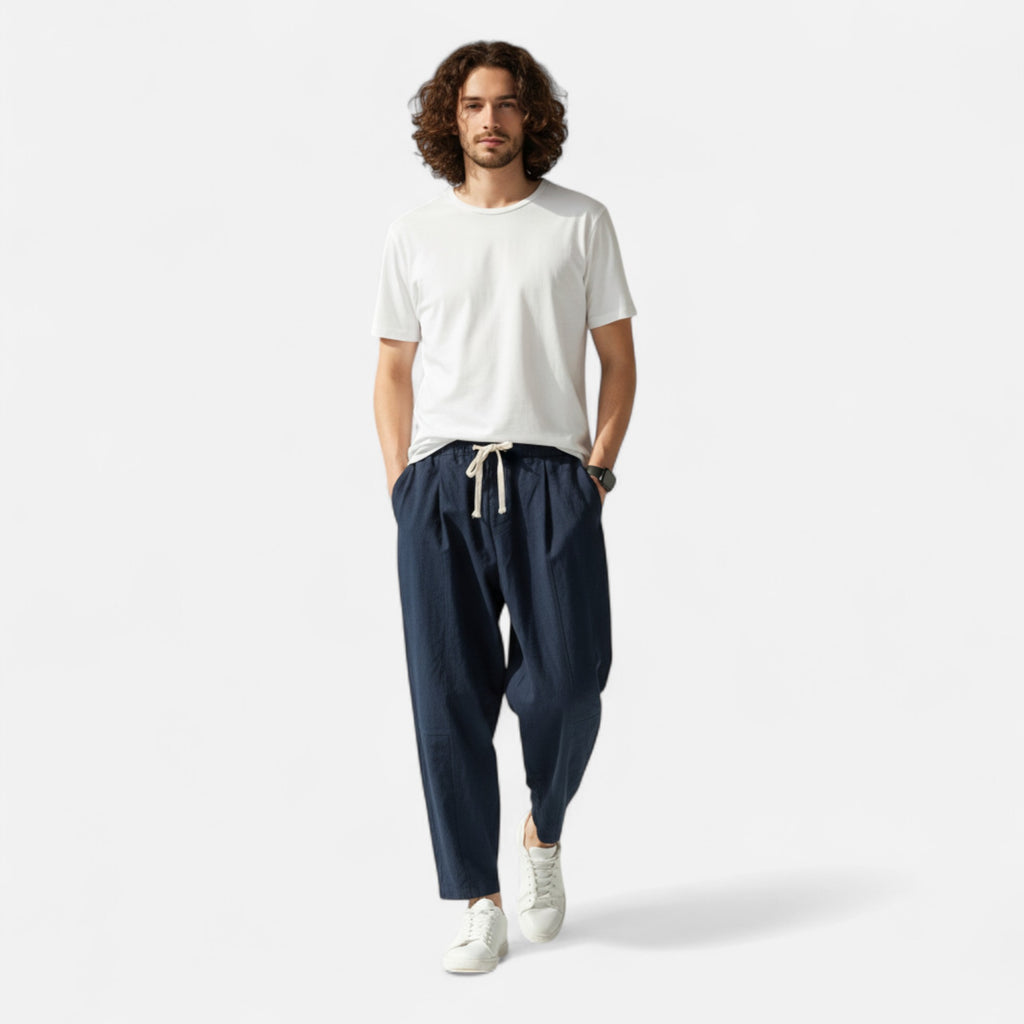 Loranziomode | Pantalon Homme Coton Droit Décontracté
