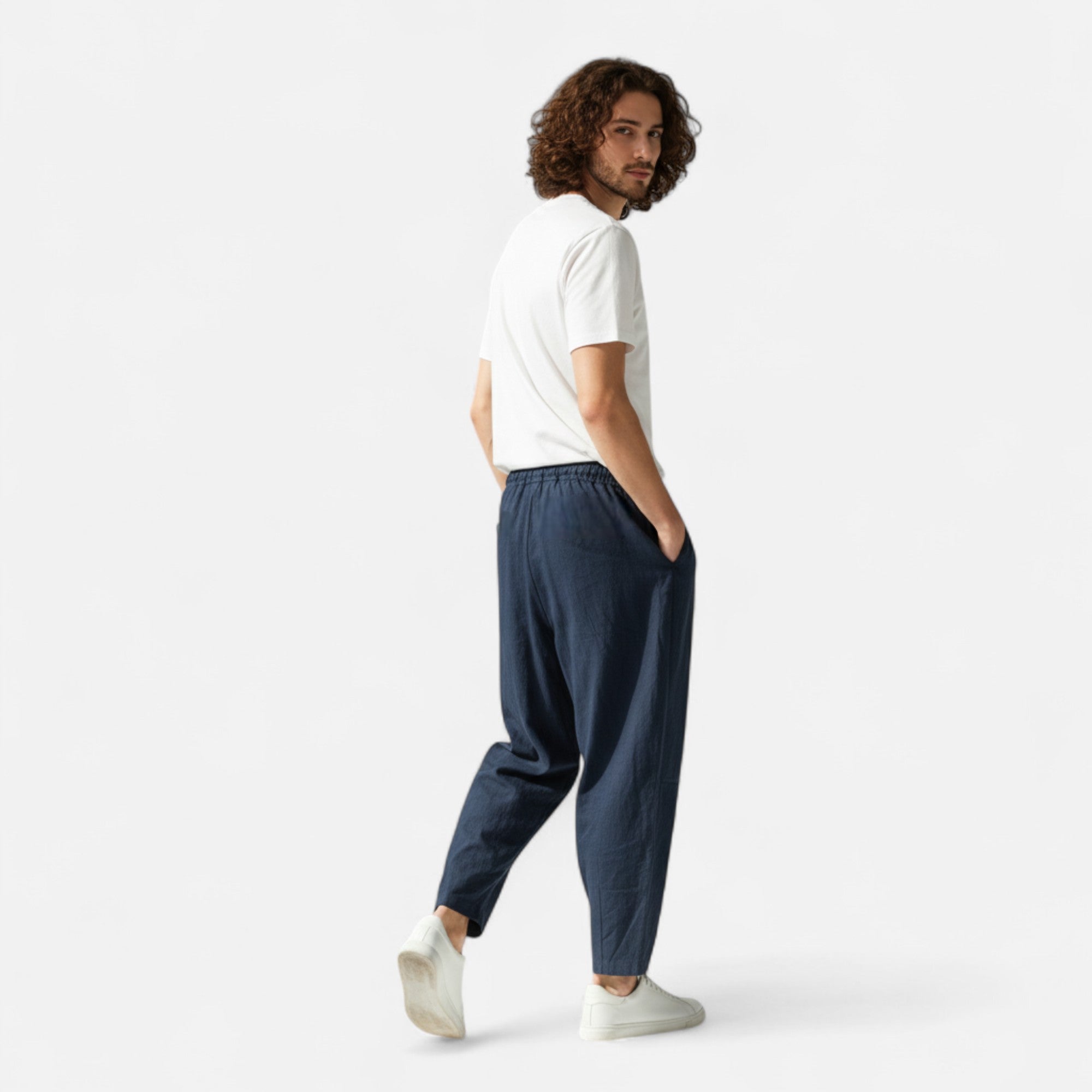 Loranziomode | Pantalon Homme Coton Droit Décontracté
