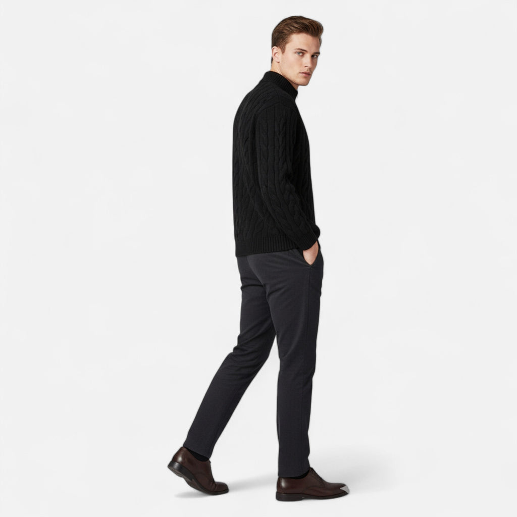 Loranziomode | Pull Homme Demi-Zip – Maille Texturée Élégante