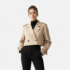 Loranziomode | Trench Court Femme Ceinturé Élégant