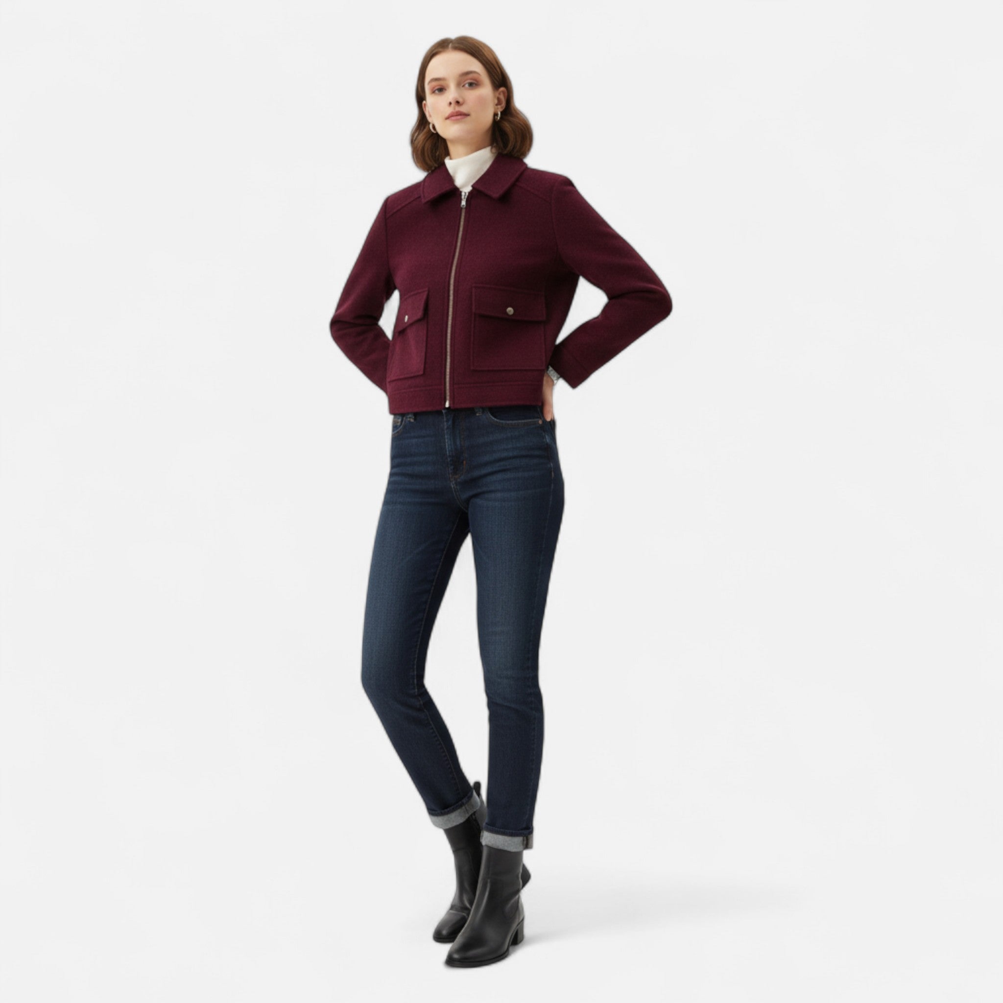 Loranziomode | Veste Femme en Laine – Élégance Bordeaux