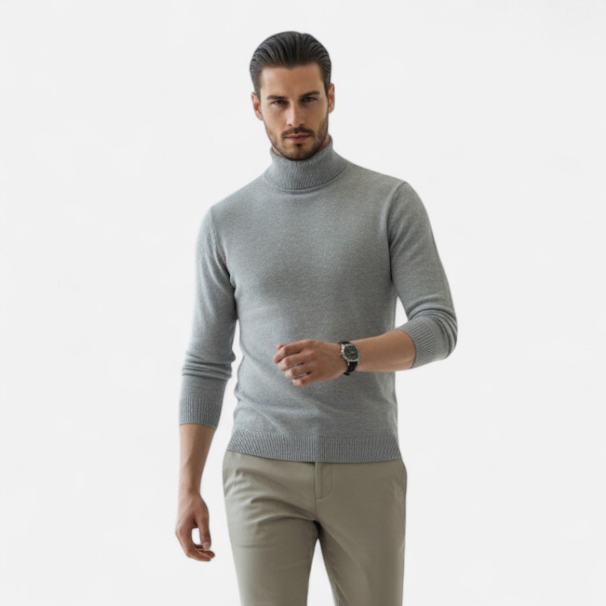 Loranziomode | Pull Homme Col Haut Maille Classique