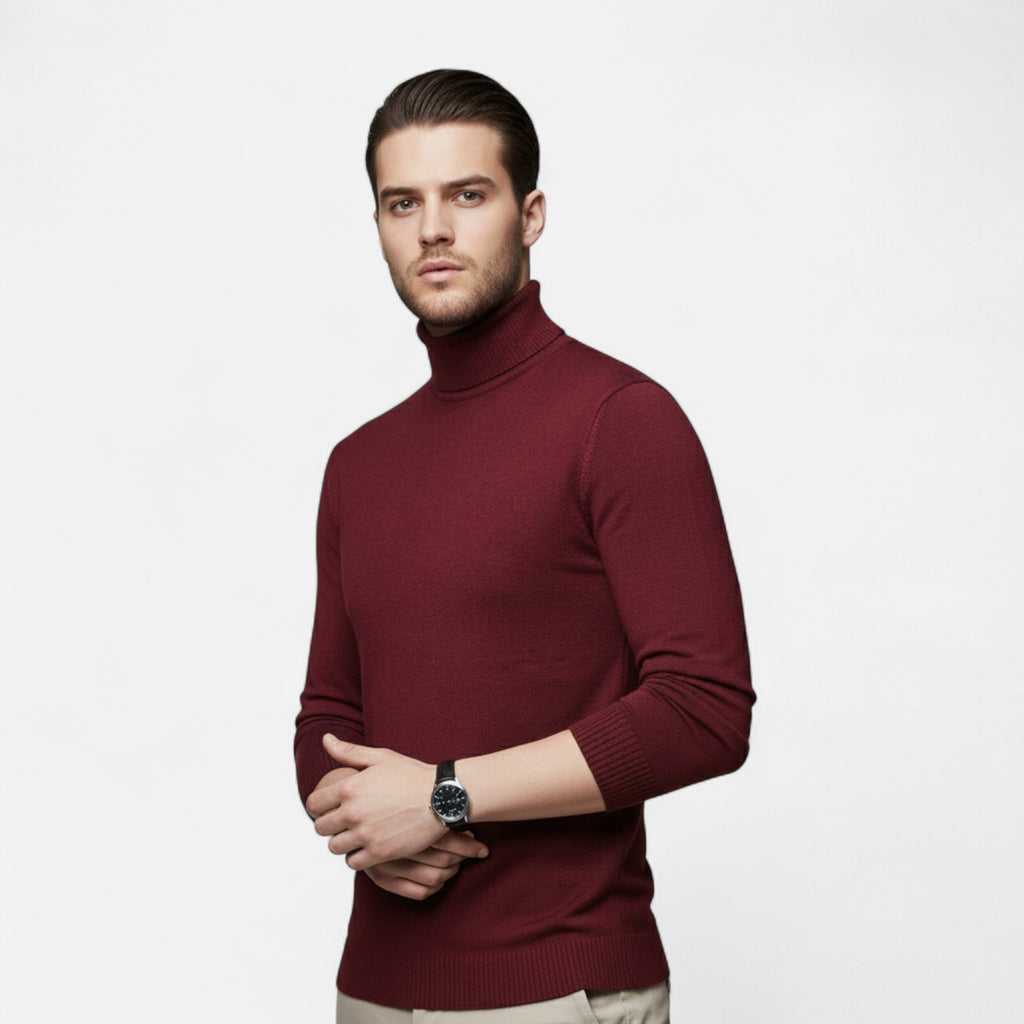 Loranziomode | Pull Homme Col Haut Maille Classique