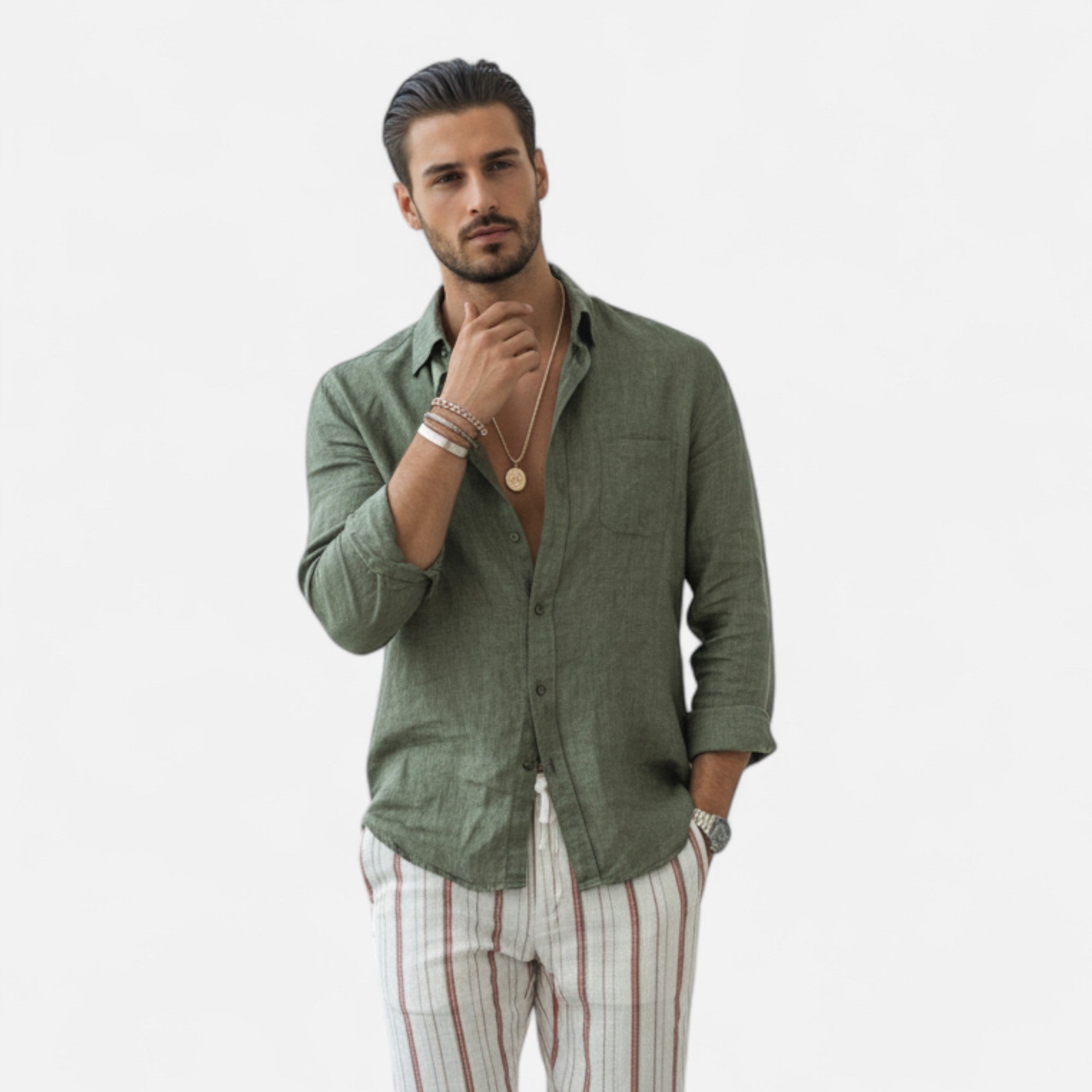 Loranziomode | Chemise Homme Col Revers Élégance Décontractée