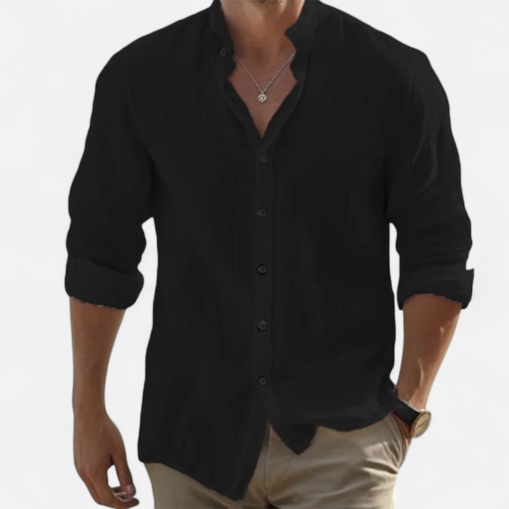 Loranziomode | Chemise Homme Col Mao Lin Coton