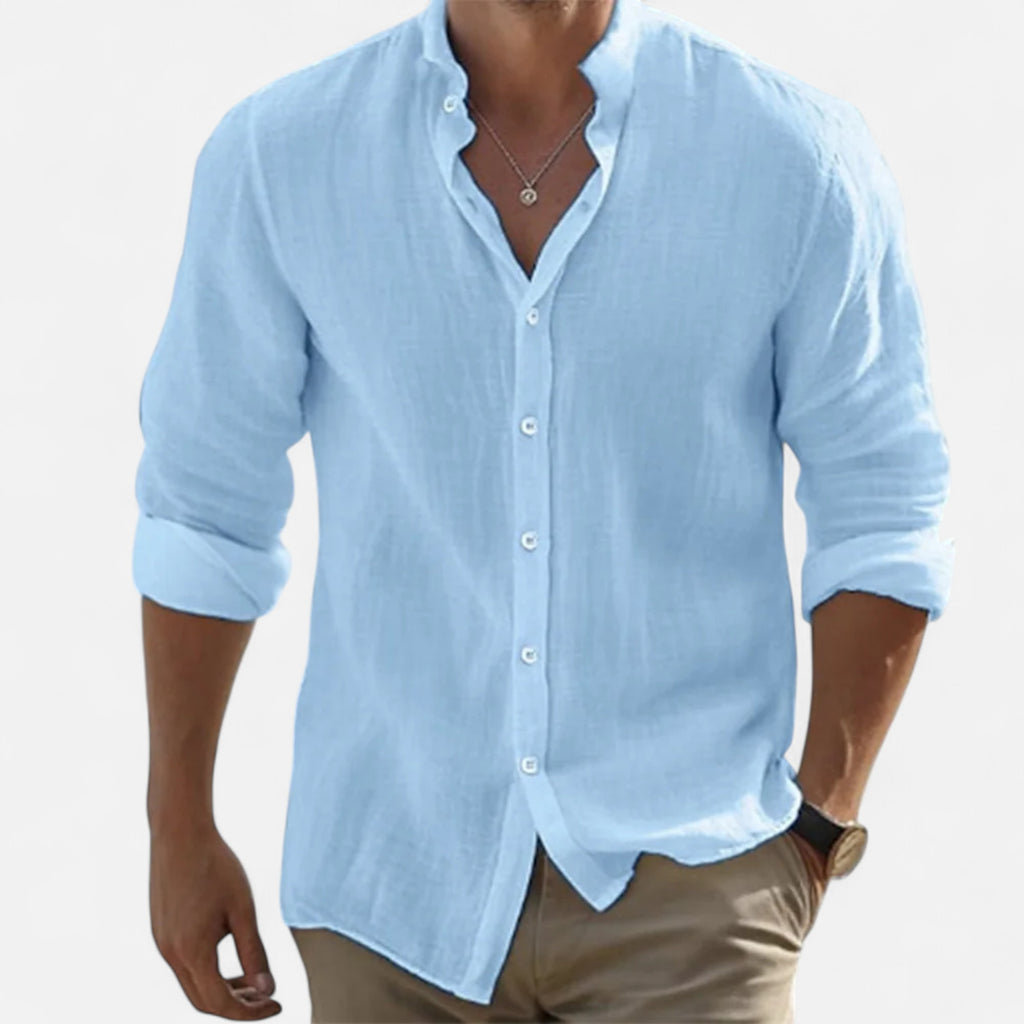 Loranziomode | Chemise Homme Col Mao Lin Coton