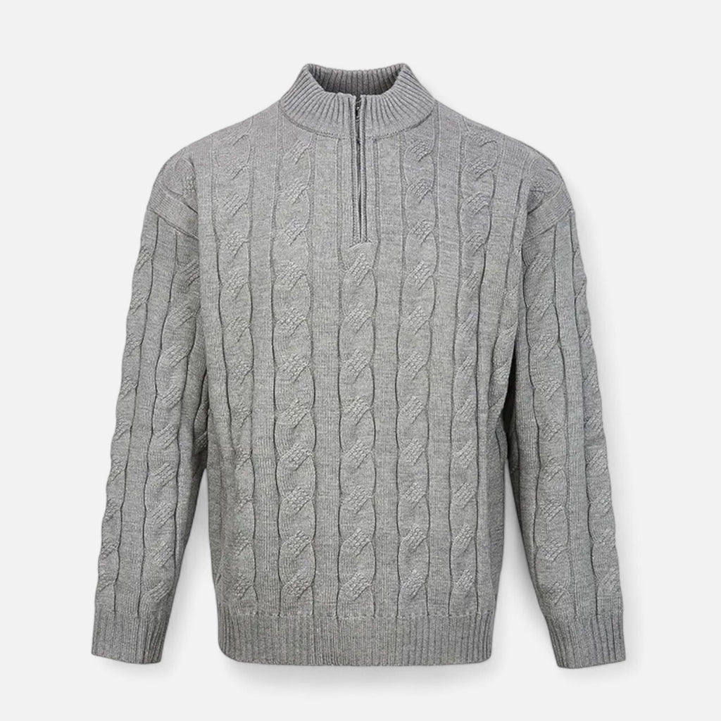 Loranziomode | Pull Homme Demi-Zip – Maille Texturée Élégante