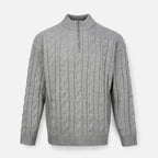 Loranziomode | Pull Homme Demi-Zip – Maille Texturée Élégante
