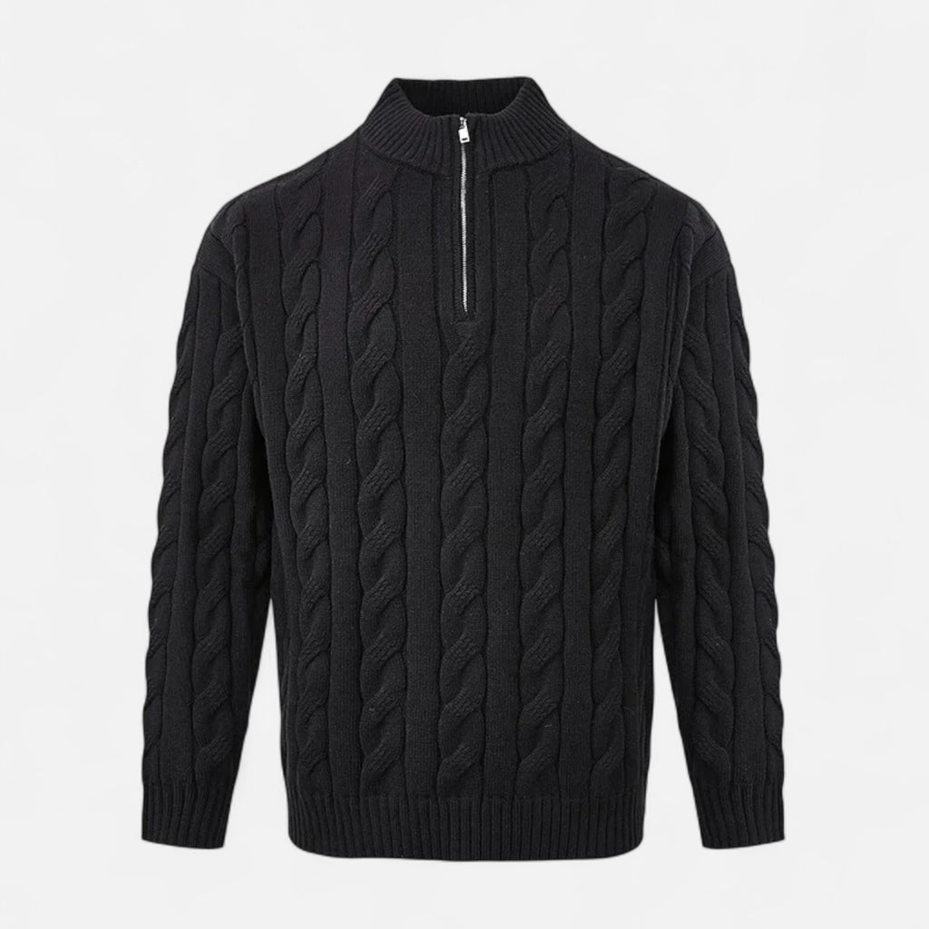 Loranziomode | Pull Homme Demi-Zip – Maille Texturée Élégante