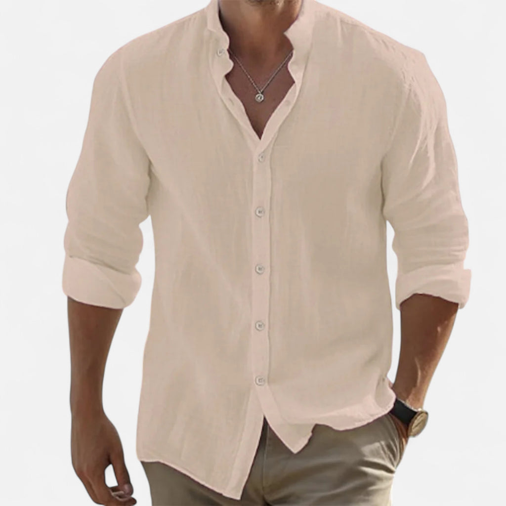 Loranziomode | Chemise Homme Col Mao Lin Coton